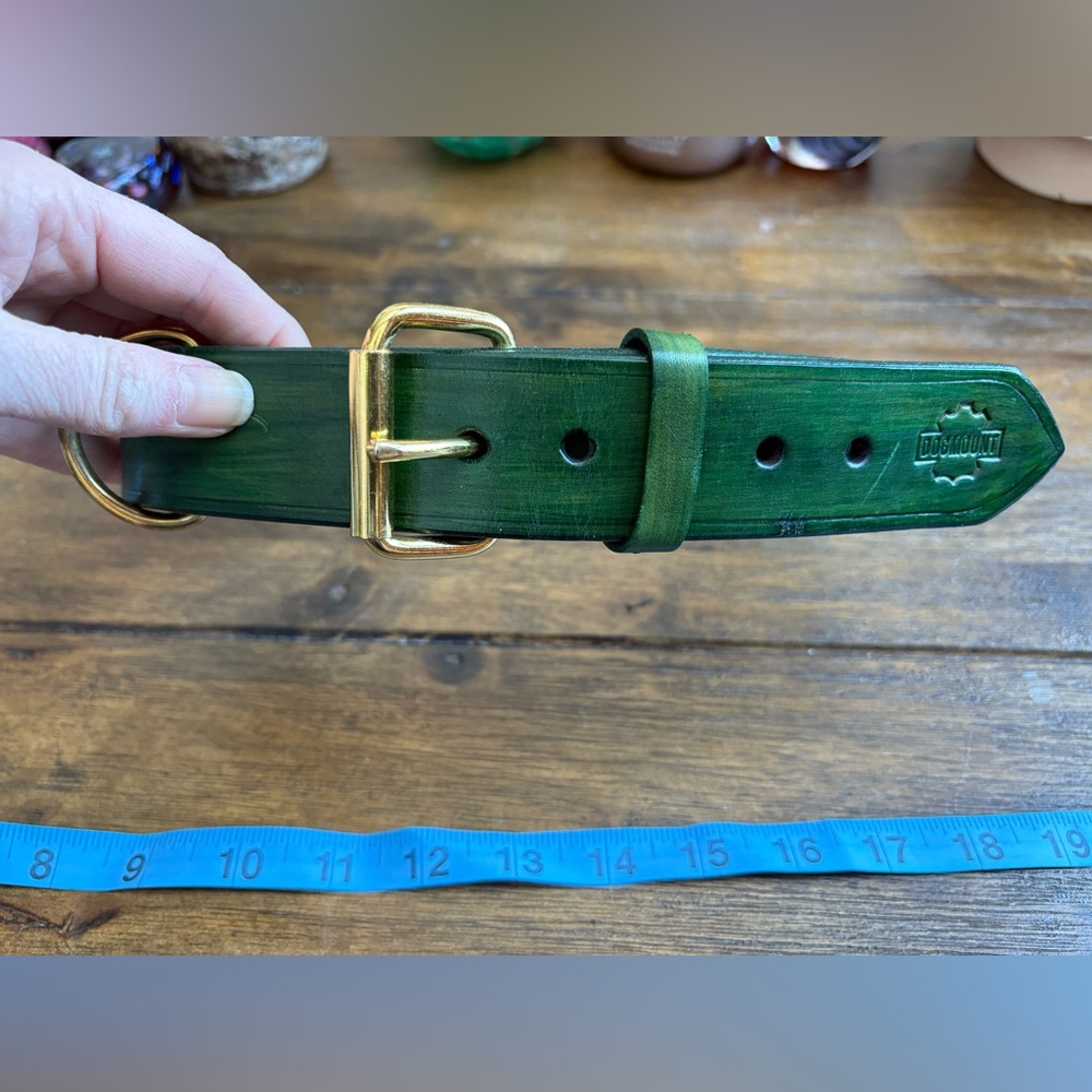 Dogmount Deep Green Leather Collar - Picture 2 of 8
